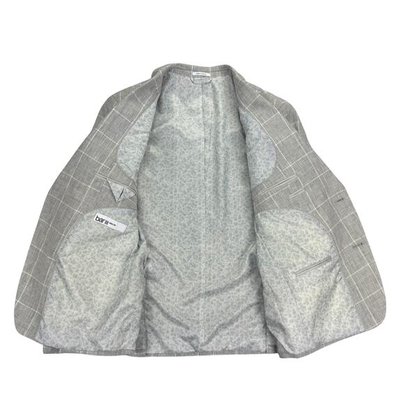Bar III Mens Slim Fit 100% Linen Plaid Suit Jacket Gray 40S - Picture 2 of 5